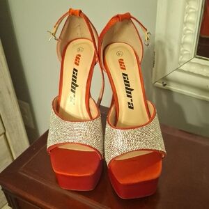 Red and Silver Platform Heels by Cobra